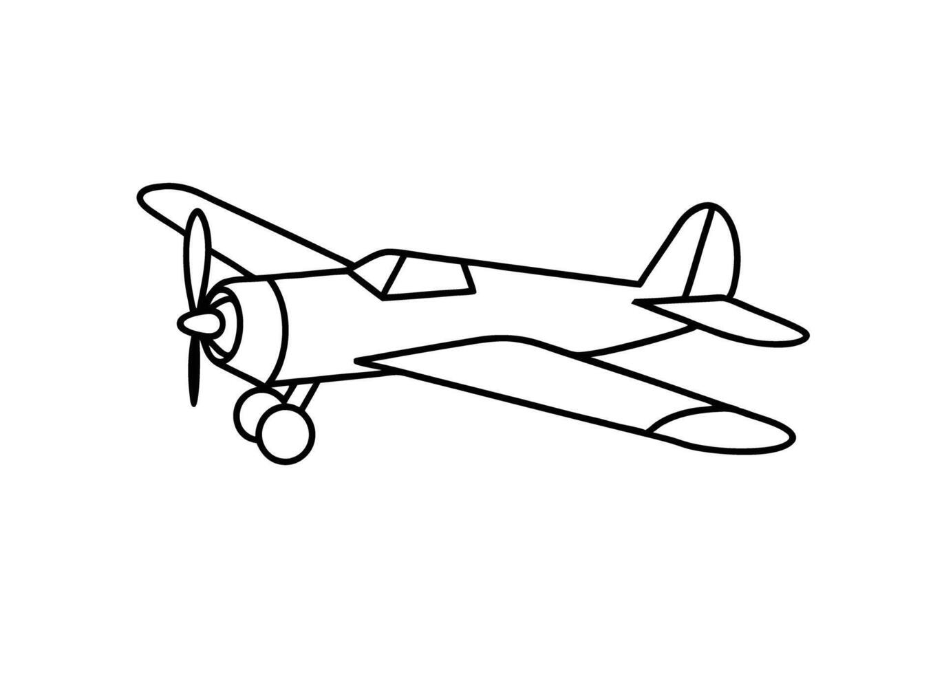 Minimalist flat line art variant of a vintage monoplane silhouette on white background vector