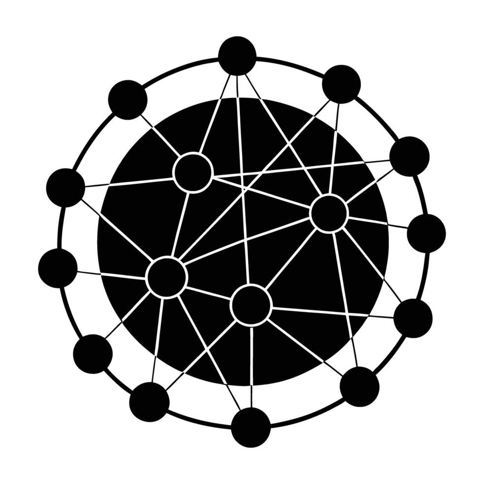 Global network connection nodes silhouette displayed on white background for clarity vector