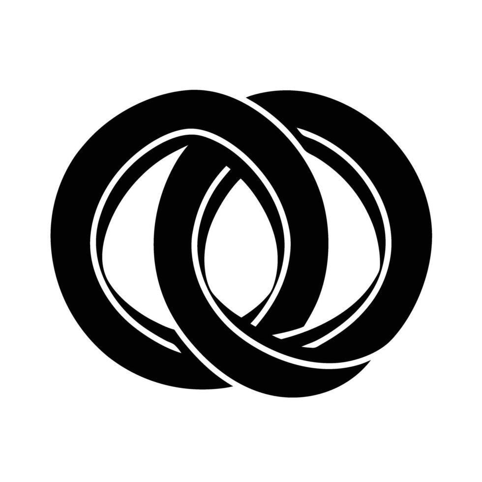 Love themed wedding rings icon intertwined as a symbol of unity on white background vector