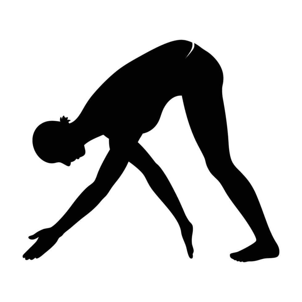 Yoga standing forward fold silhouette isolated on white background for deep spinal stretch vector