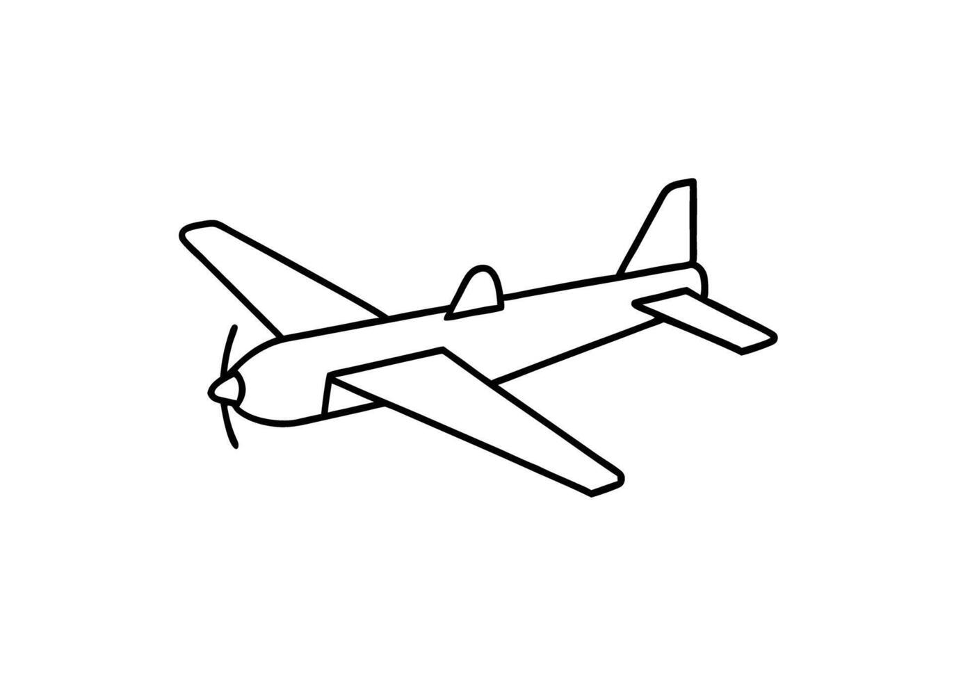 Minimalist line art variant of a classic airplane with gentle design on white background vector