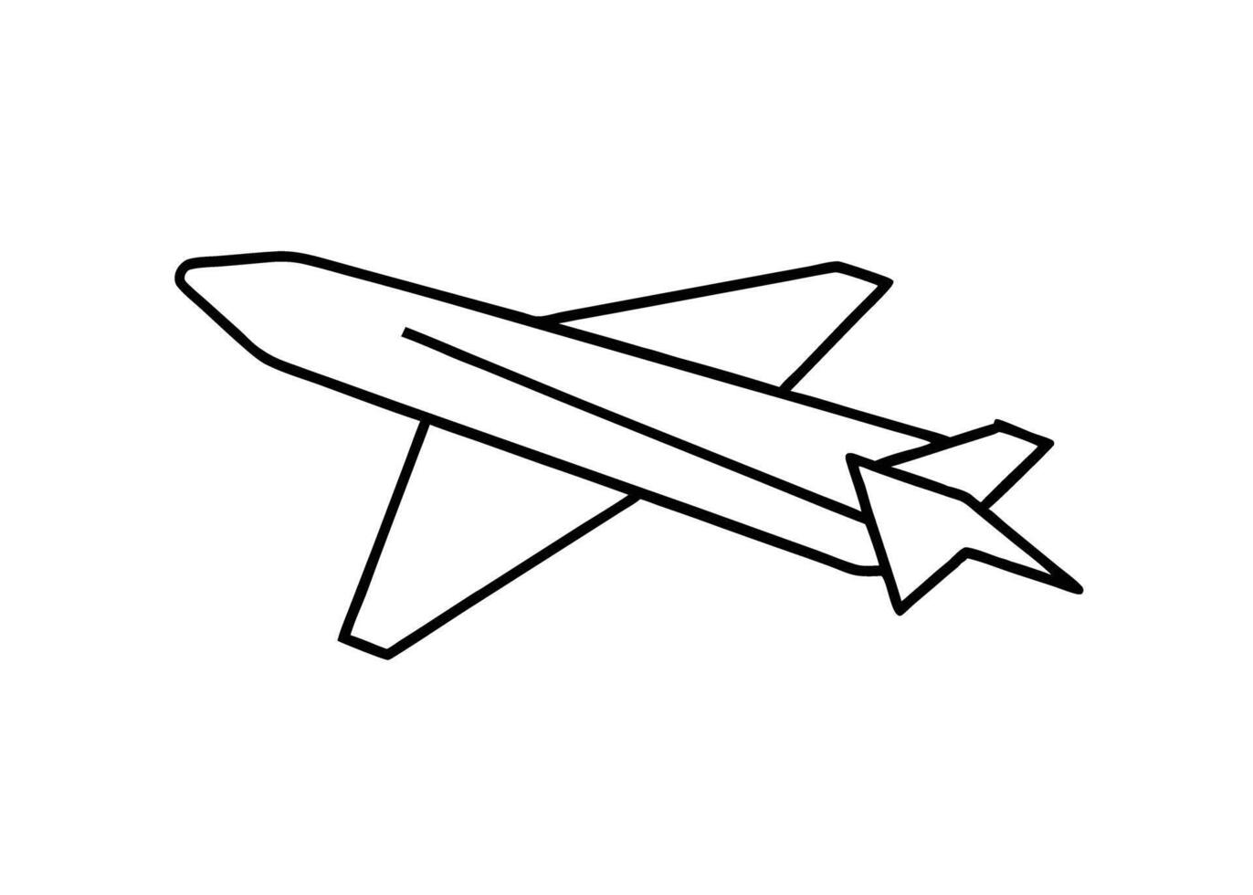 Minimalist flat line art highlighting an airplane silhouette on white background vector