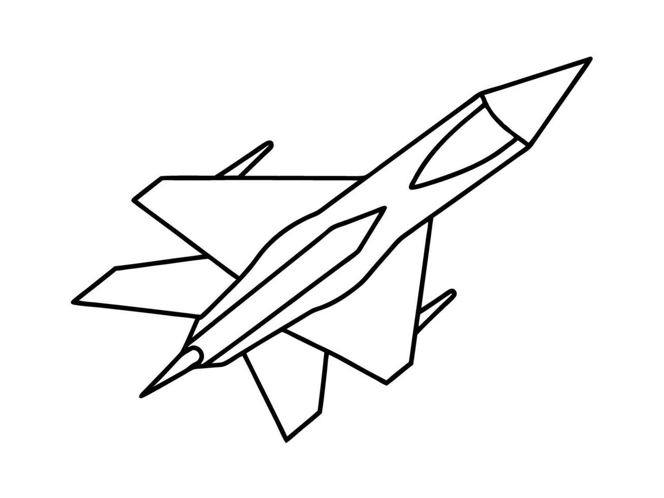 Minimalist line art variant of a streamlined fighter jet silhouette on white background vector