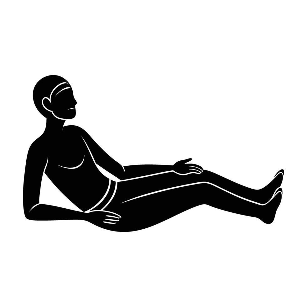 Distinct yoga relaxation lying down silhouette on white background for deep restorative calm vector