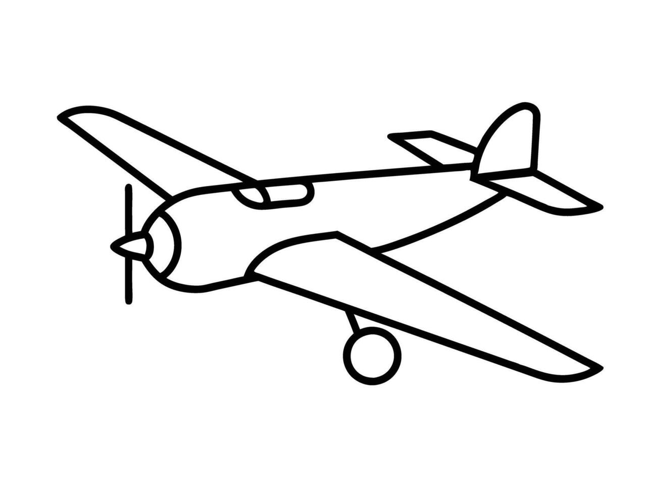 Minimalist flat line art variant three of a vintage monoplane silhouette on white background vector