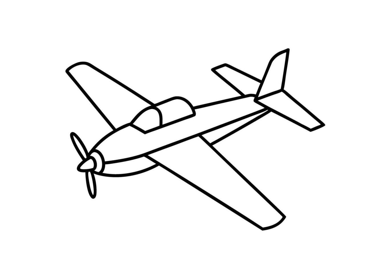 Abstract line drawing of a single propeller airplane silhouette on white background vector