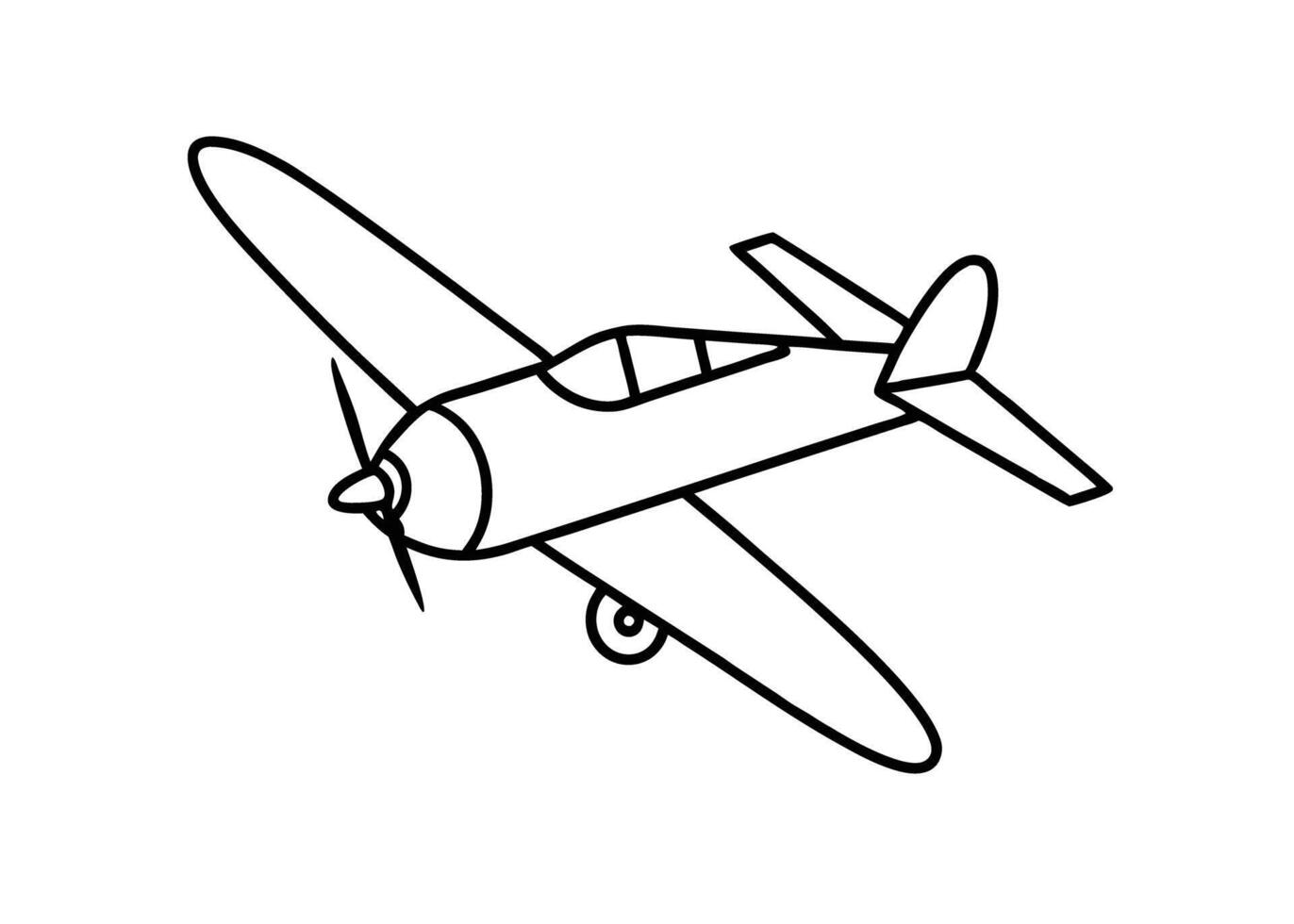 Minimalist flat line art of a vintage monoplane silhouette on white background vector