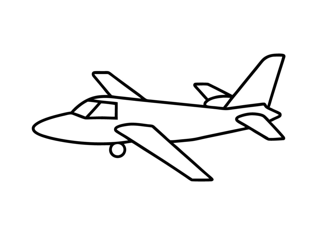 Minimalist side view of a turbo prop airplane silhouette isolated on white background vector