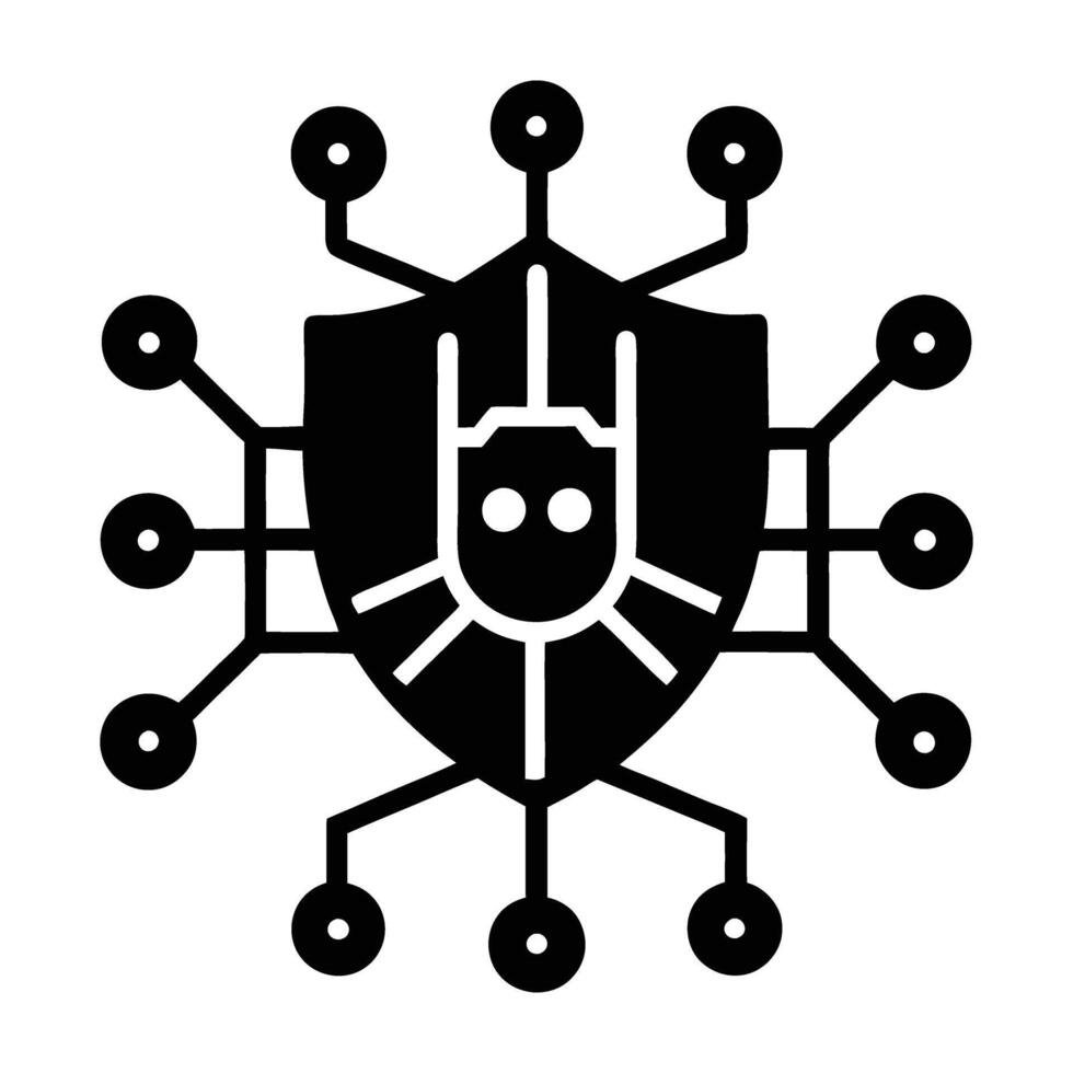 Network security analysis powered by AI silhouette isolated on white background vector