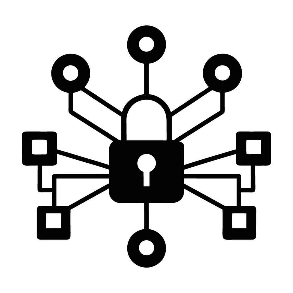 Encrypted data transmission across a network silhouette isolated on white background vector