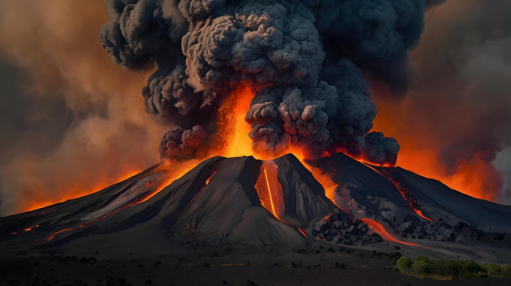 A photo volcano erupting.