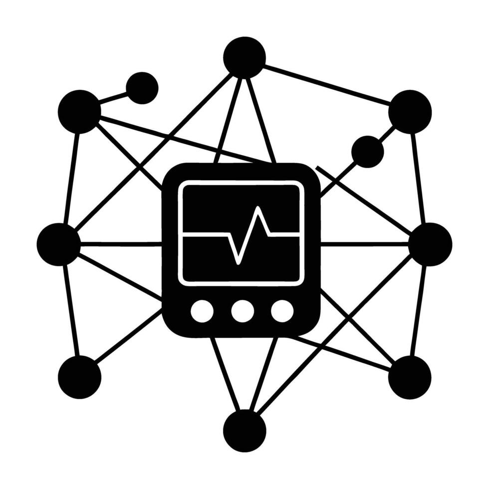 Health monitoring device on network digital silhouette isolated on white background vector