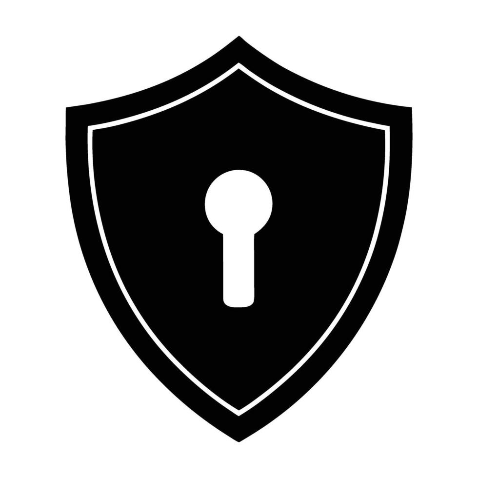 Shield with a keyhole silhouette on white background for security vector