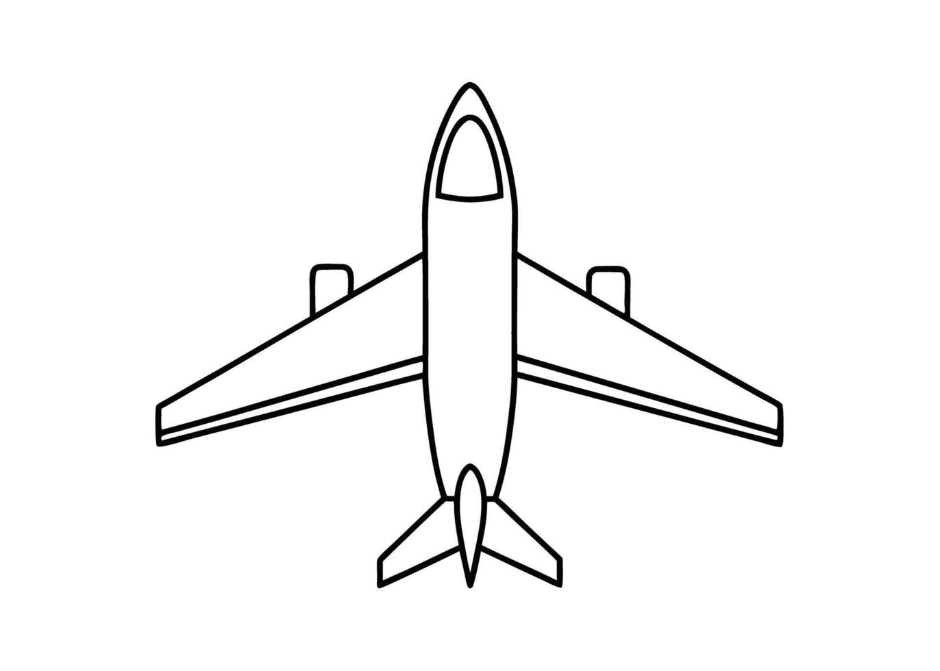 Minimalist flat line art showcasing an airplane silhouette on white background vector