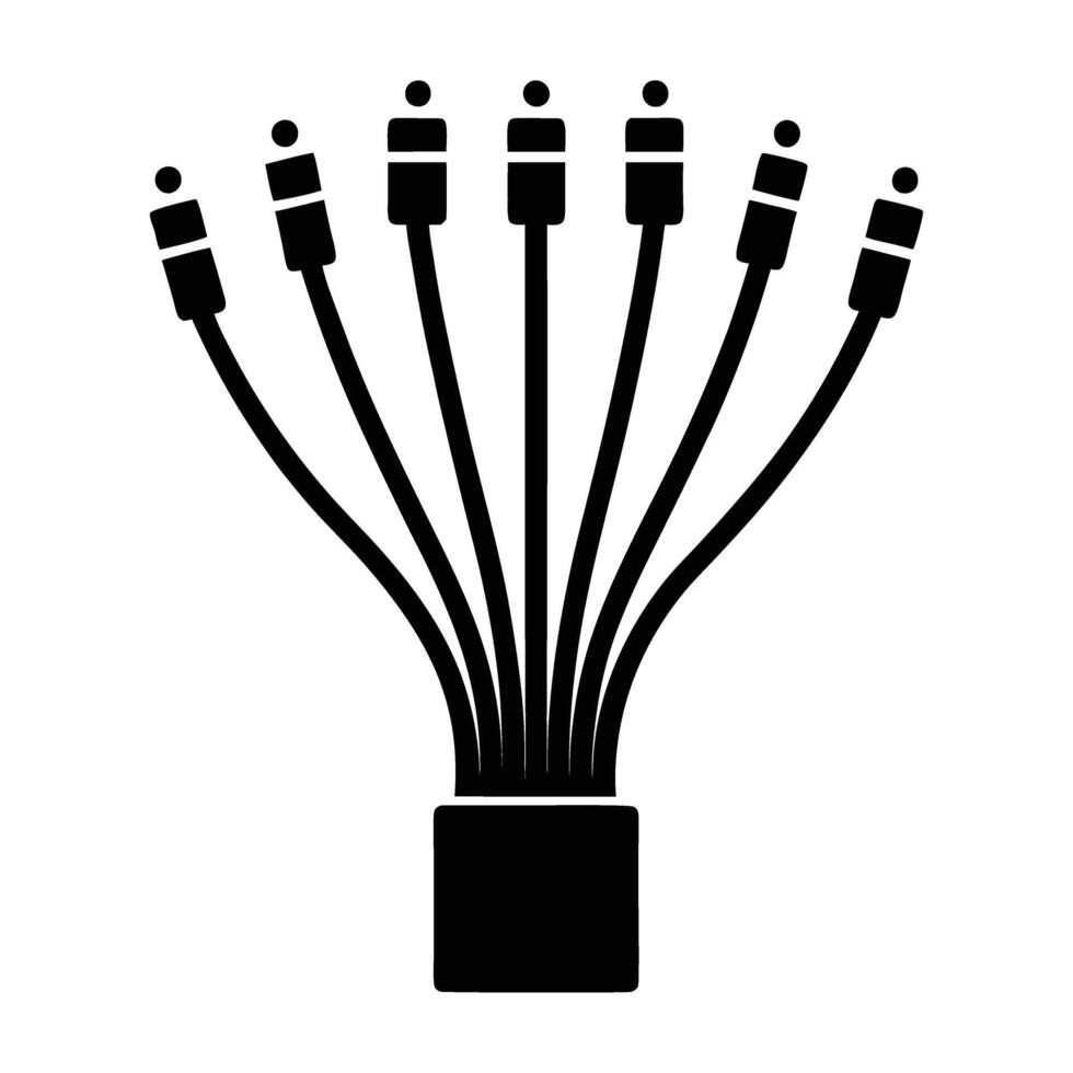 High speed internet fiber optic cables silhouette isolated on white background vector