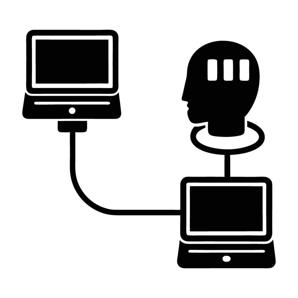 Transfer of data between connected devices silhouette isolated on white background vector