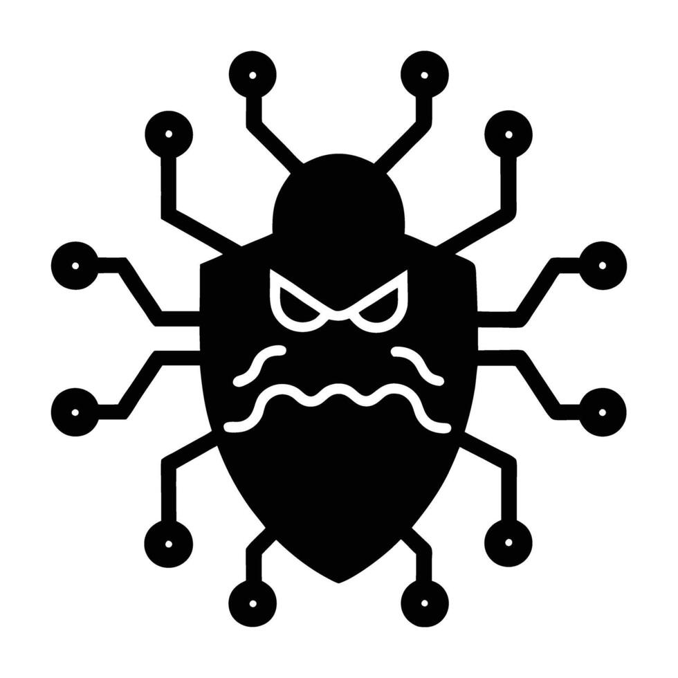 AI powered anti malware software silhouette securely isolated on white background vector