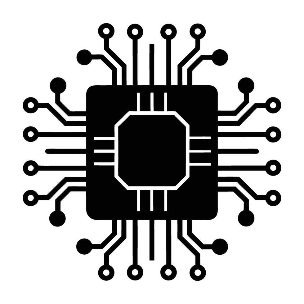 AI chip embedded in futuristic device silhouette boldly isolated on white background vector