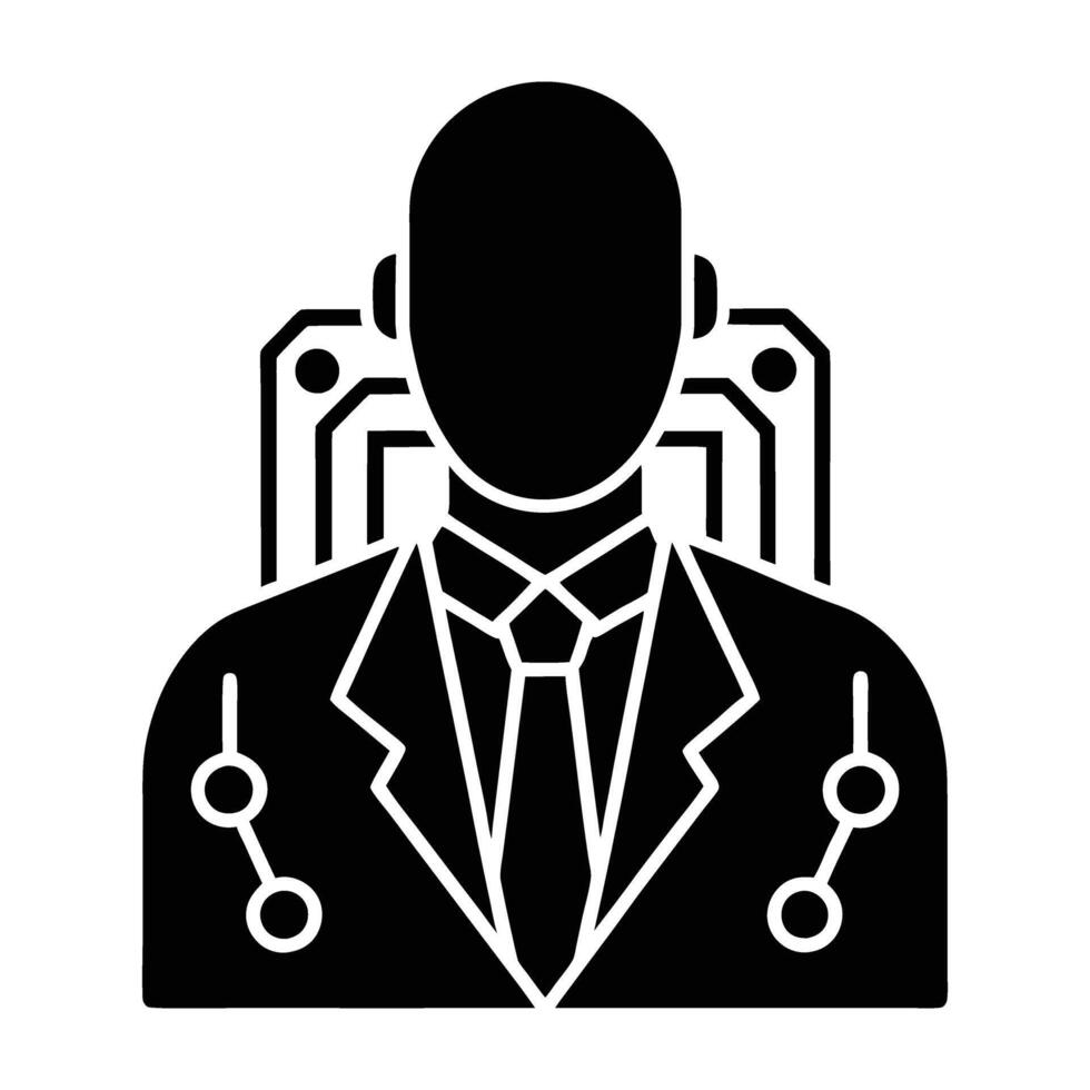 AI driven cybersecurity assistant silhouette precisely isolated on white background vector