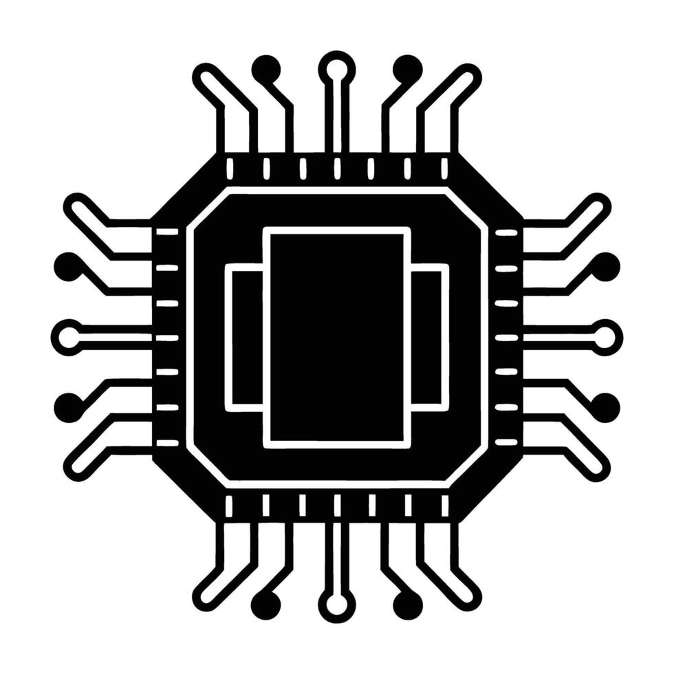 Futuristic device with embedded AI chip silhouette clearly isolated on white background vector