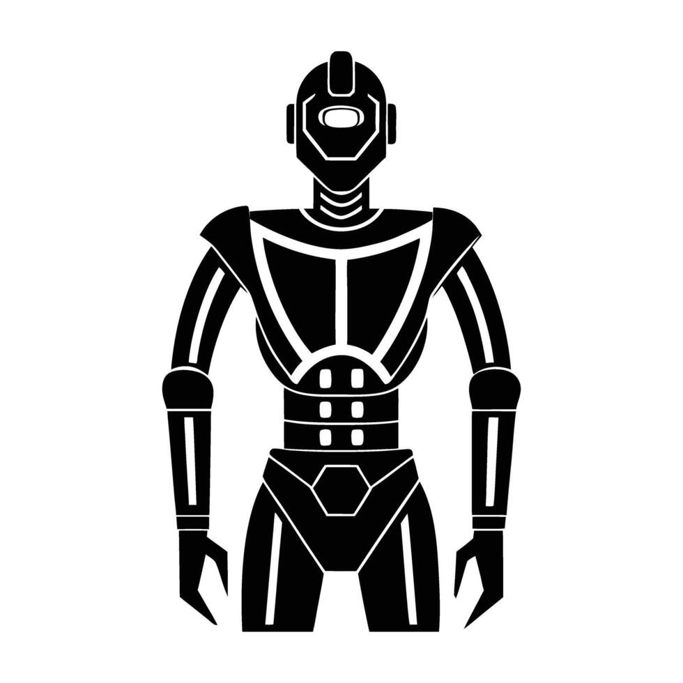 Advanced robotic sculptor powered by AI silhouette distinctly isolated on white background vector
