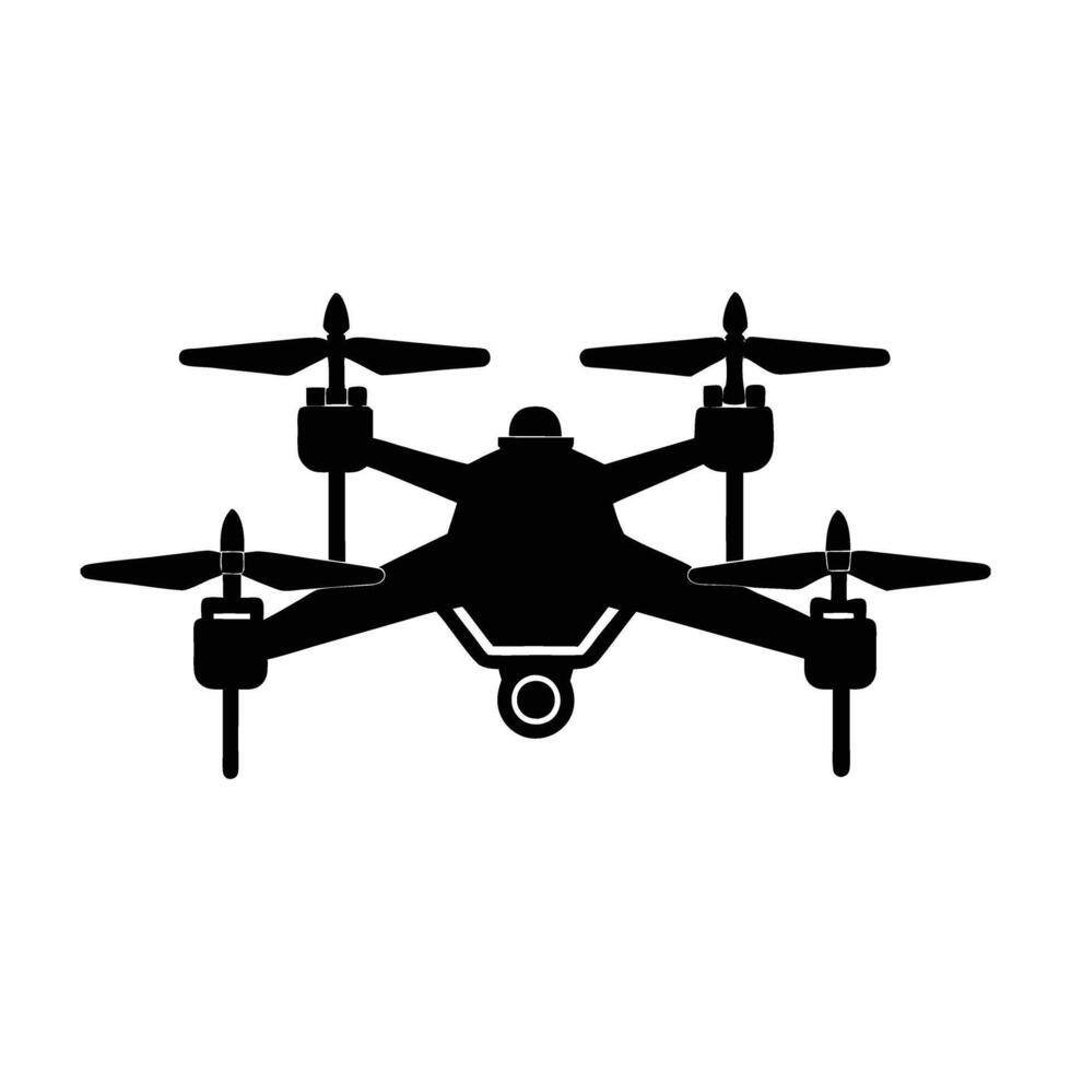 Advanced drone featuring multiple propellers silhouette clearly isolated on white background vector