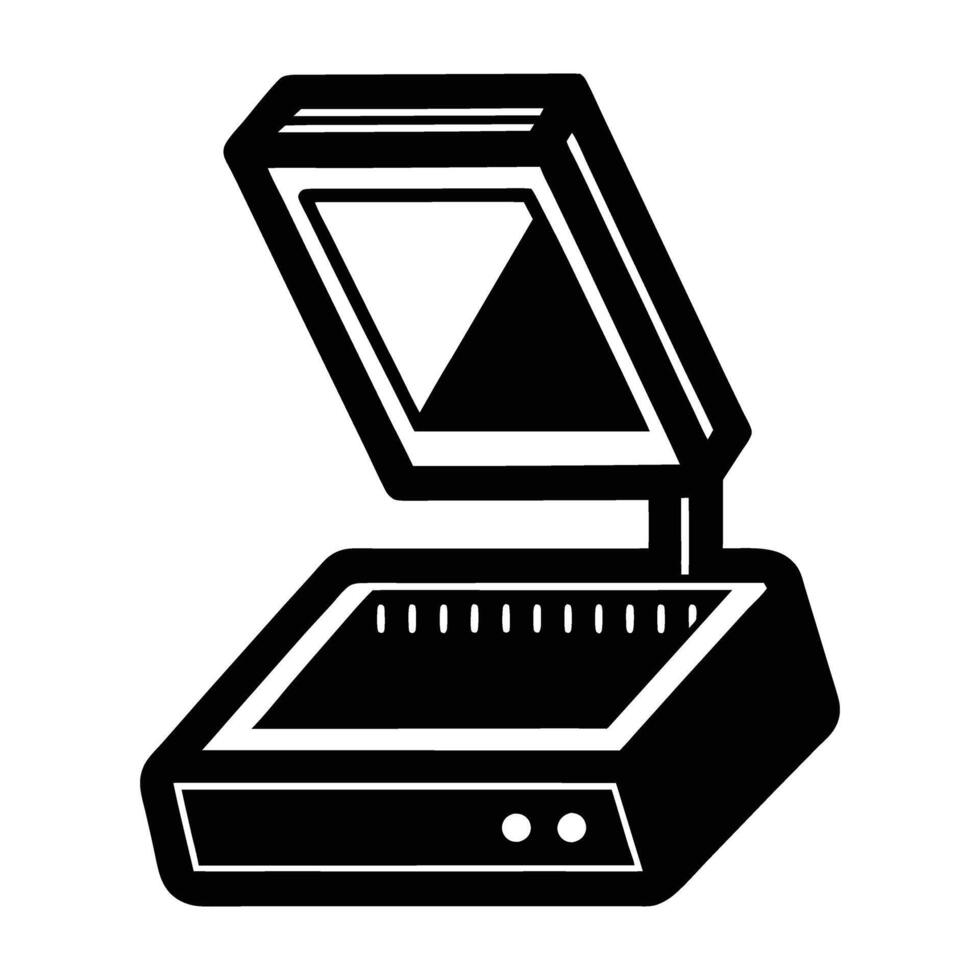 AI powered document scanner with compact design silhouette neatly isolated on white background vector