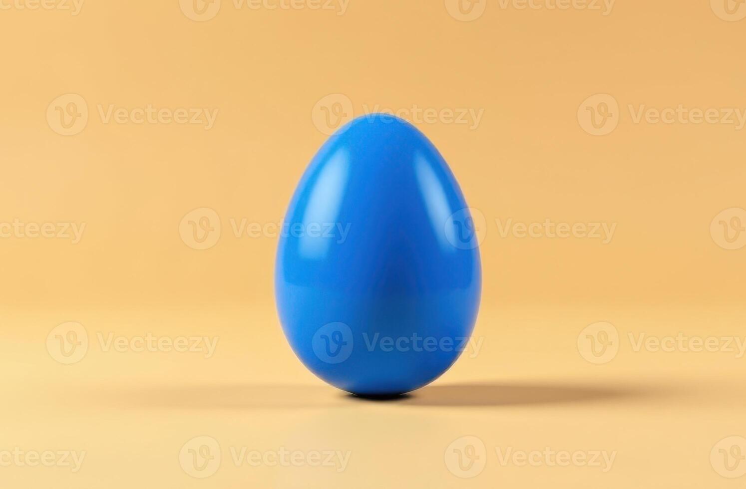 Bright blue Easter egg on a warm beige background, bold and festive theme photo