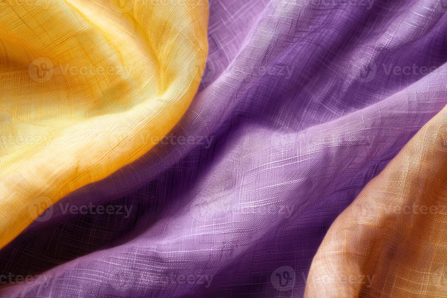 Linen fabric exhibits a stunning array of warm and cool colors, showcasing its fine texture and intricate weave that captivates attention photo