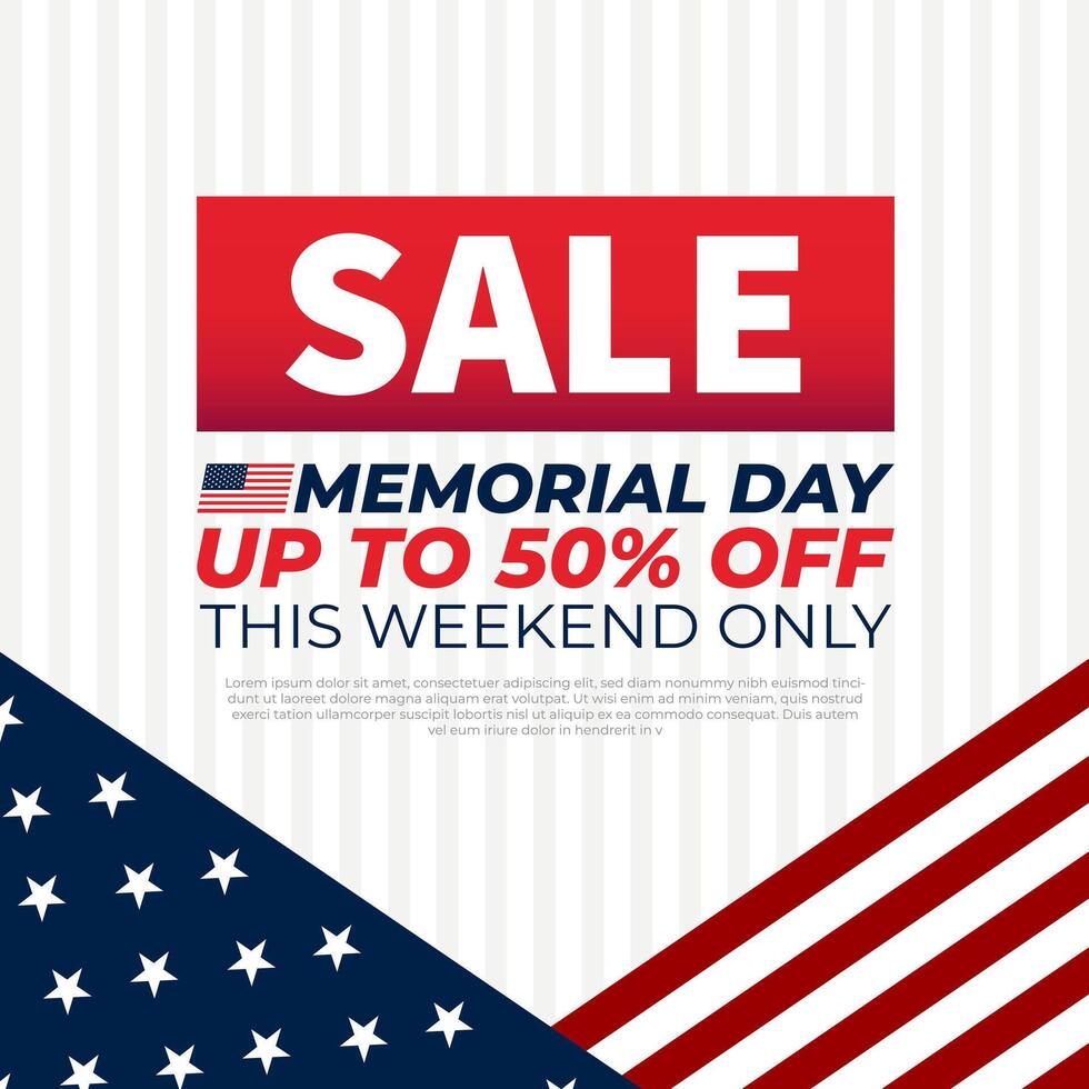 Memorial day sale up to 50 off this weekend only vector