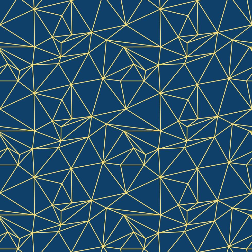 Geometric pattern of yellow lines creating triangular shapes on a deep blue background vector