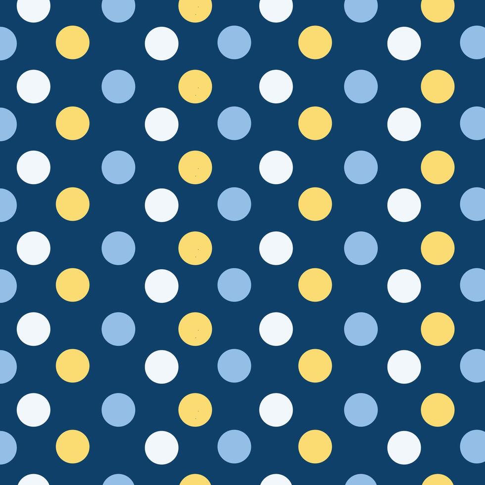 Seamless geometric pattern with polka dots on a blue background. Simple geometric shapes. illustration vector