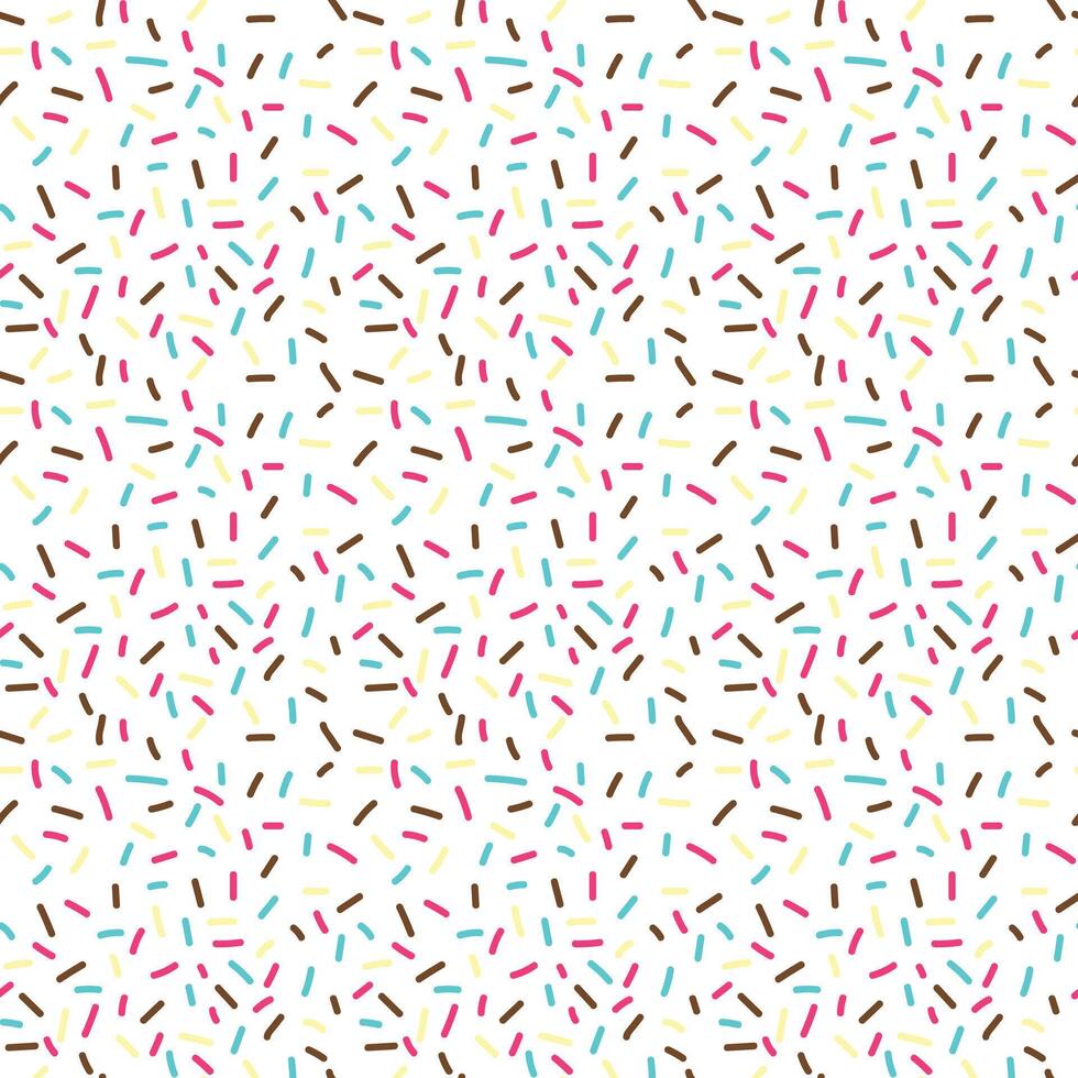 Seamless pattern with donuts with pink glaze and colored sprinkles vector