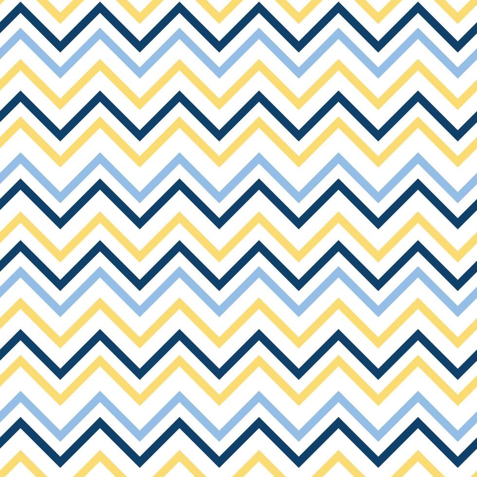 Colorful zigzag pattern in blue, yellow, and navy across a textile background created in a modern design style vector