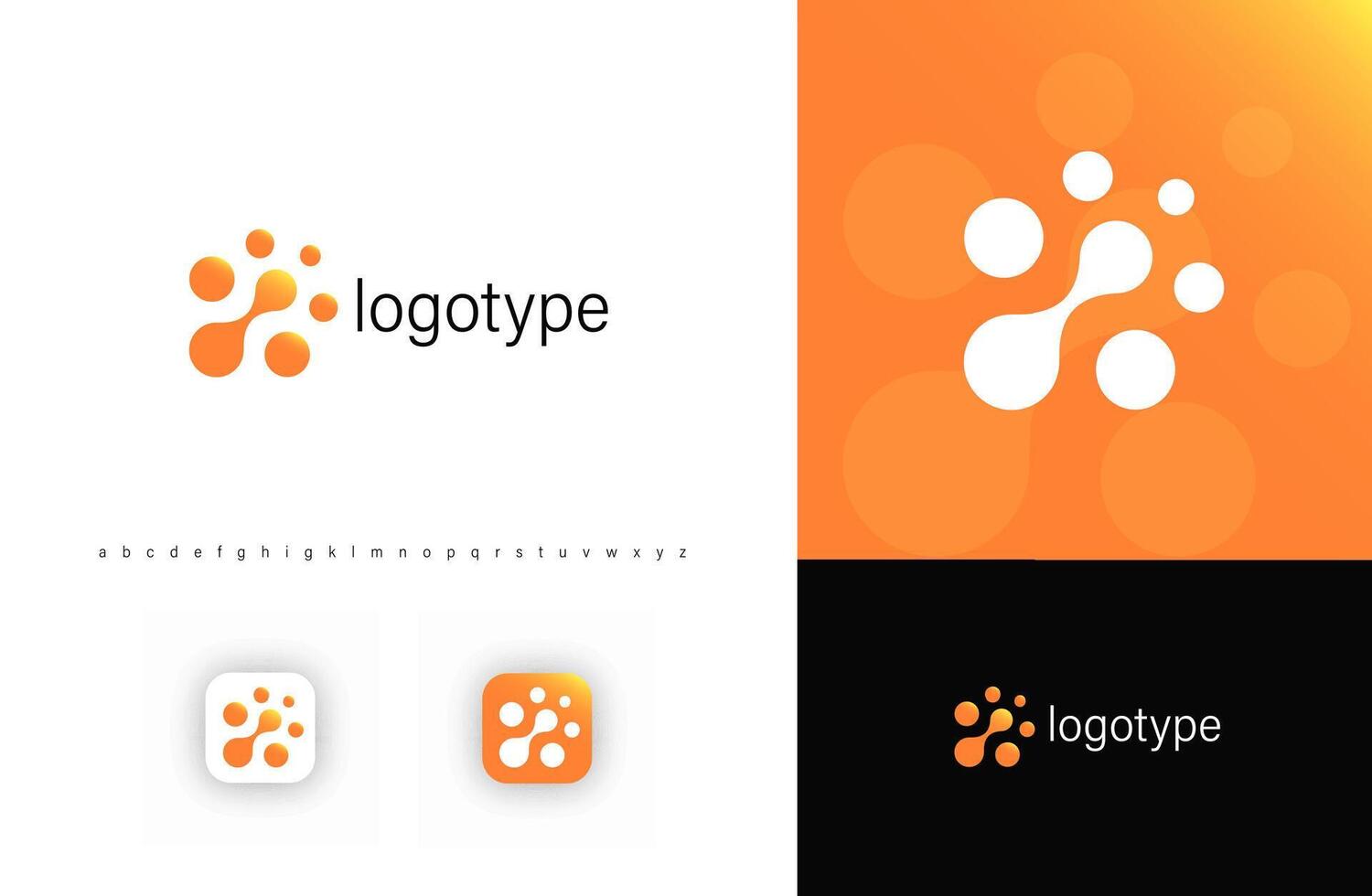 Abstract molecular logo with fusion organic shapes, representing science, biotech, and innovation. Ideal for tech startups, research firms, and data companies. Modern logo vector