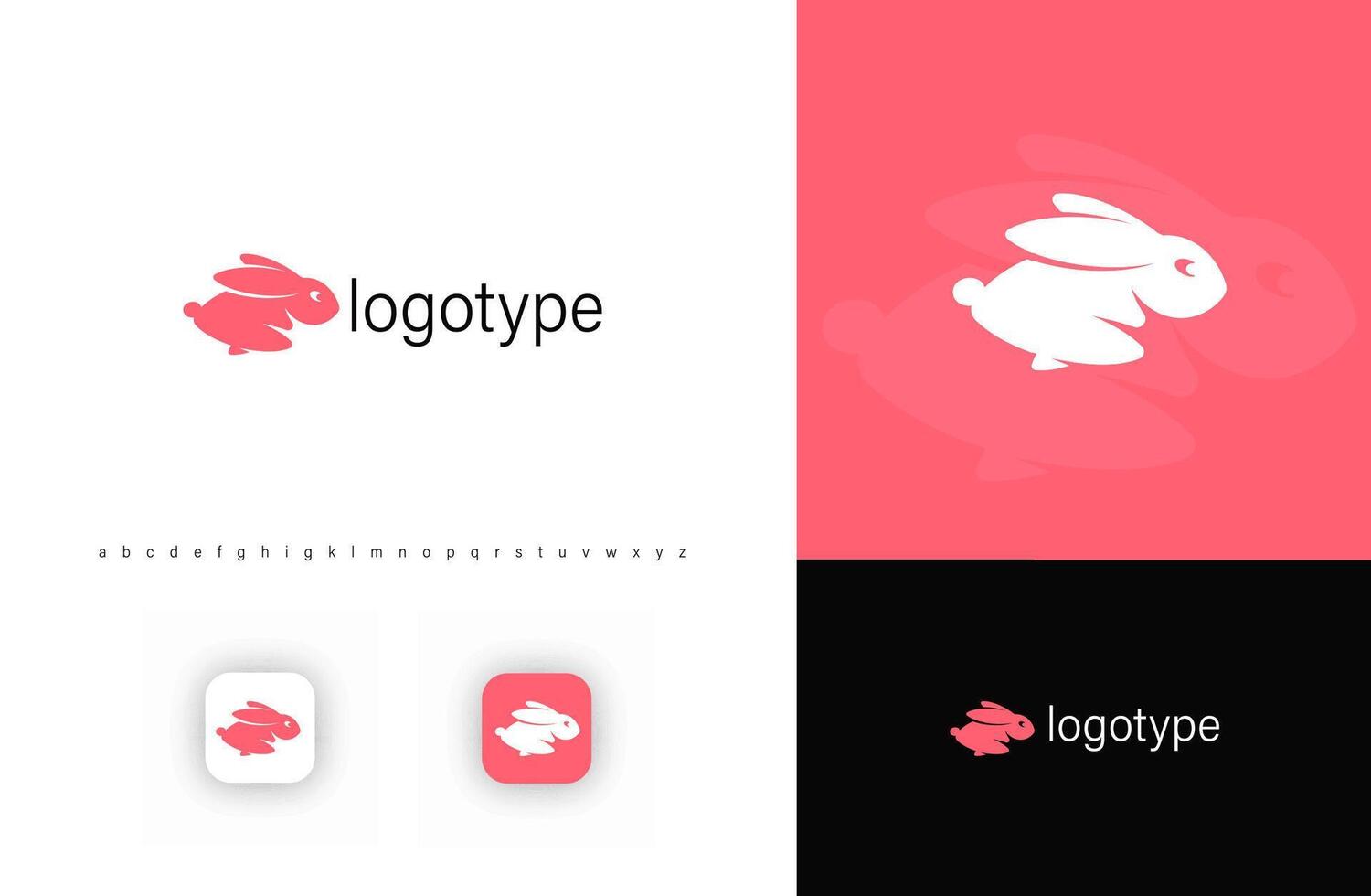 Minimalist jumping rabbit logo, symbolizing speed, agility, and energy. Ideal for fast delivery services, tech startups, and sports brands. Modern logo vector