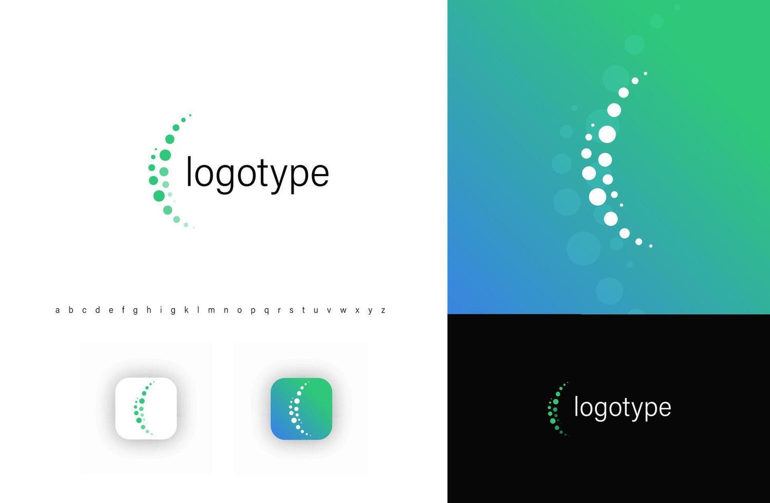 Minimalist spine logo with curved dotted structure, symbolizing spinal health, posture correction, chiropractic care for physiotherapy clinics, wellness centers, orthopedic specialists. logo vector