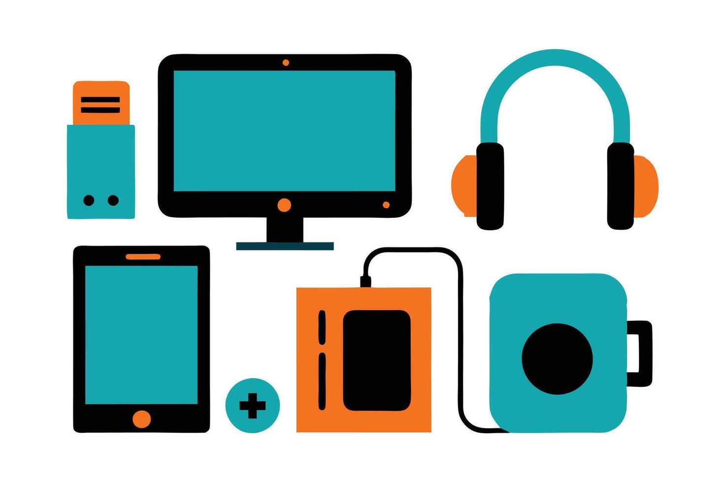 Flat Illustration of Tech Items Icon Set vector