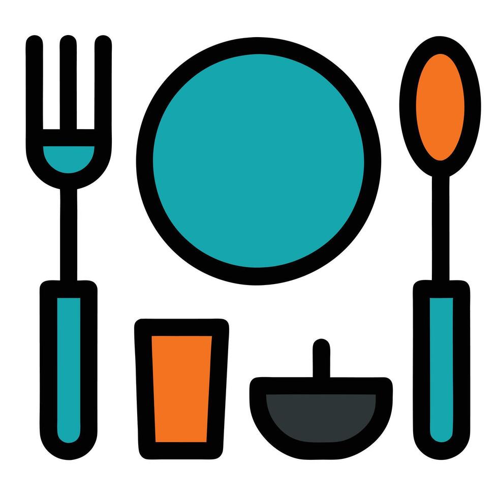 Collection of Kitchen Items Icon vector