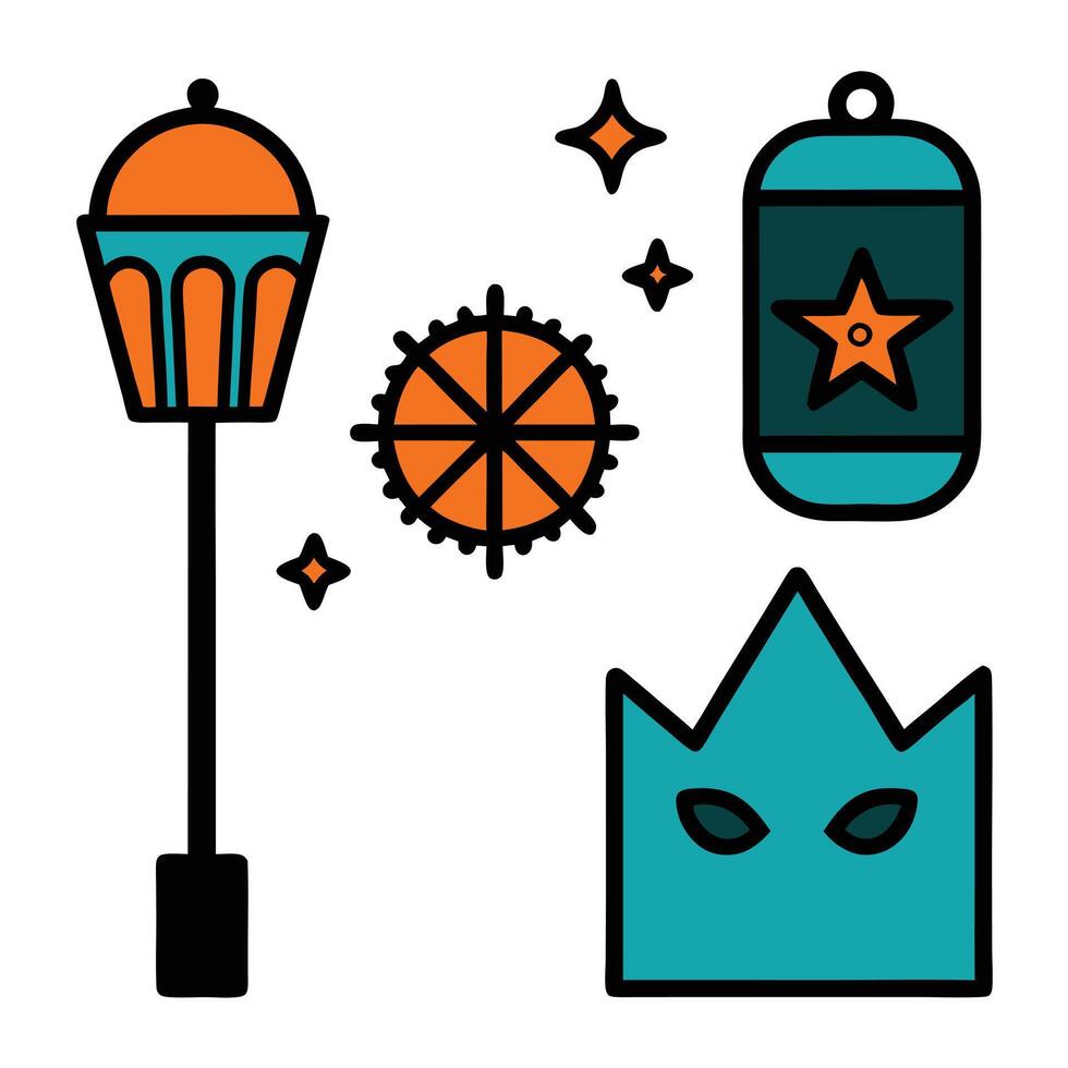 Collection of Festival Items Icons vector