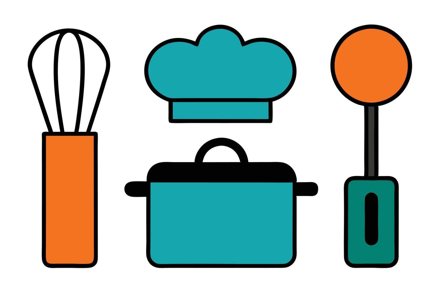 Flat Cooking Essentials Icon Set for Kitchen and vector