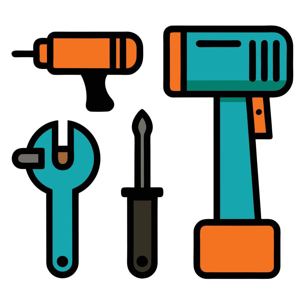 Tool Items Icon Set vector