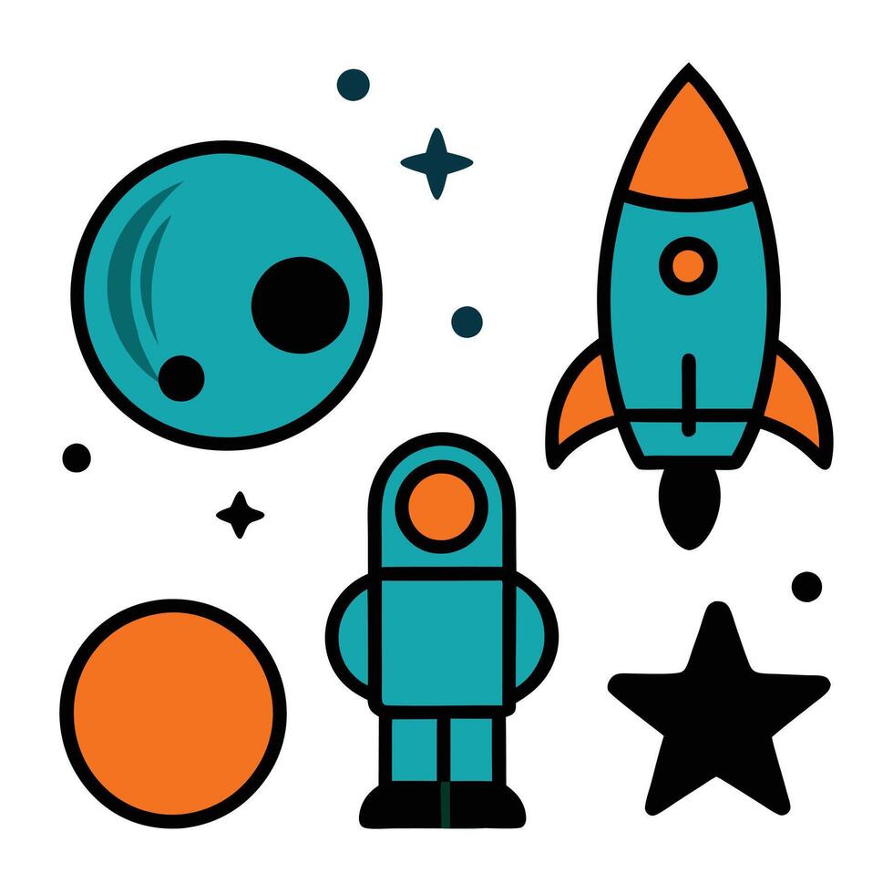 Space Items Icon Set vector