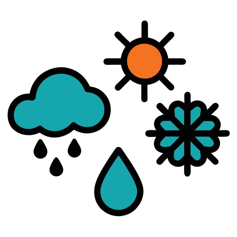 Flat Illustration of Weather Items Icon Set vector