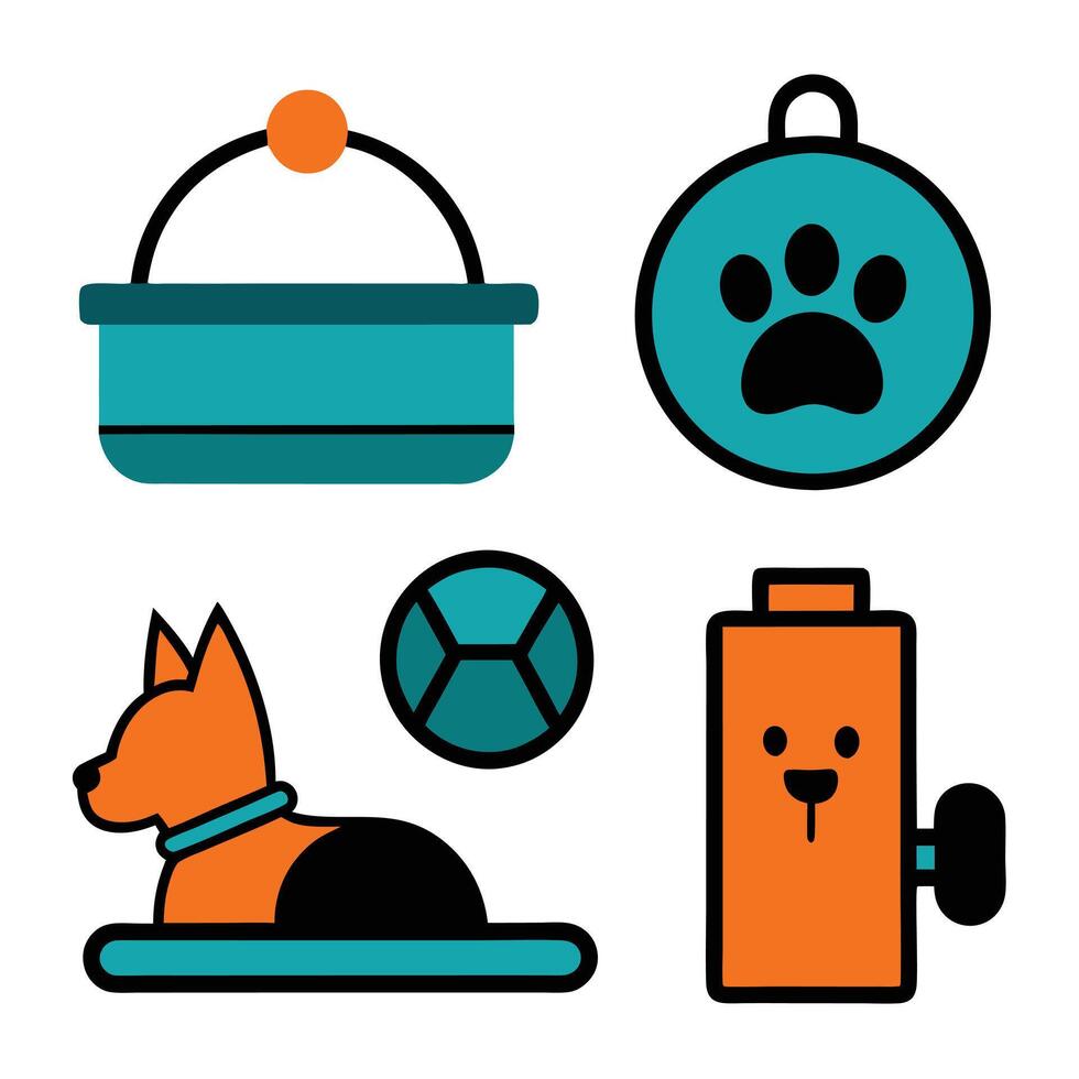 Collection of Pet Items Icons vector