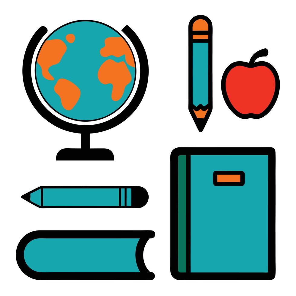 Collection of Education Items Icons vector