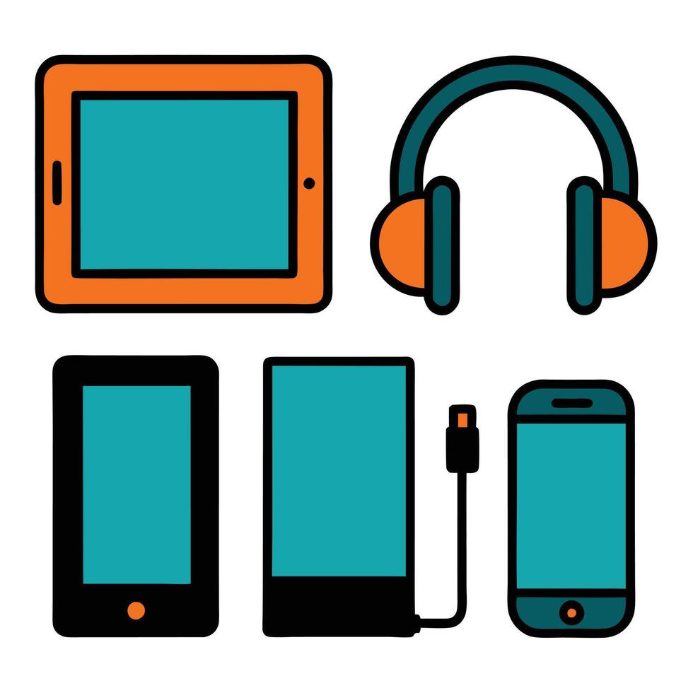 Technology Items Icon Set vector