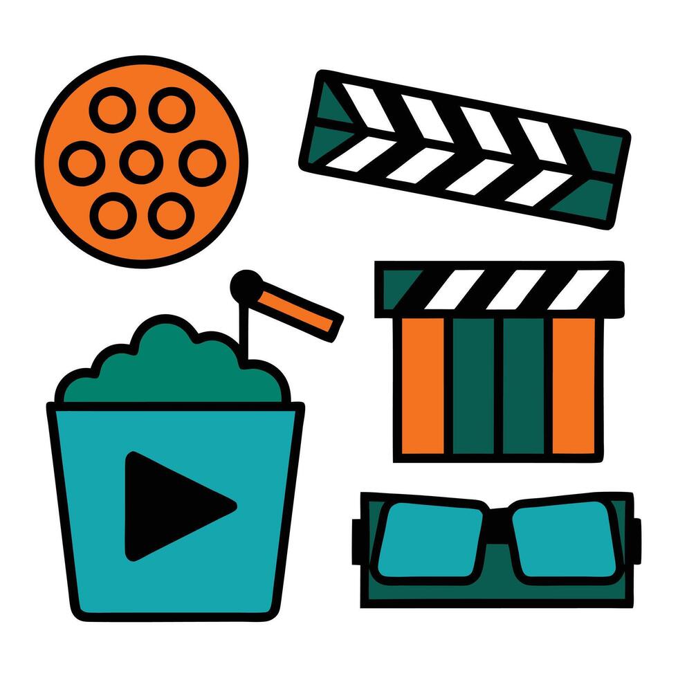 Movie Items Icon Set vector