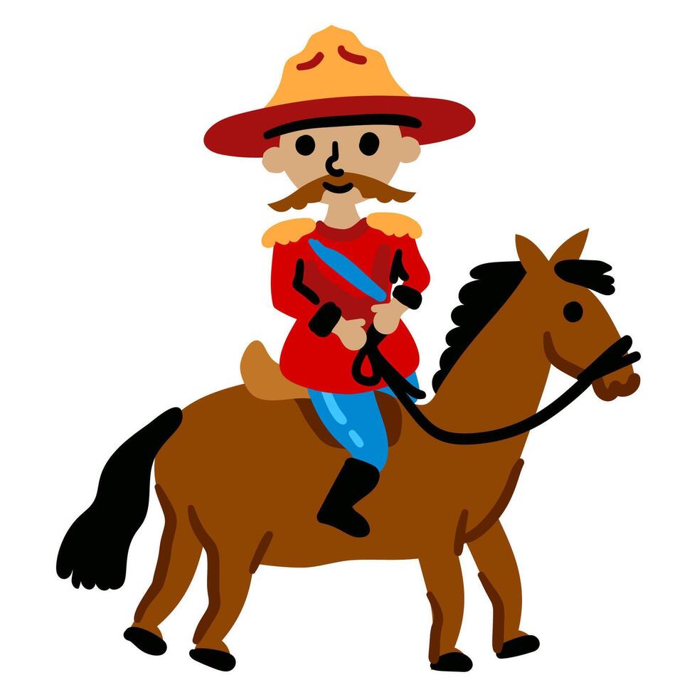 Cartoon Canadian Mounted Police officer isolated on a white background vector