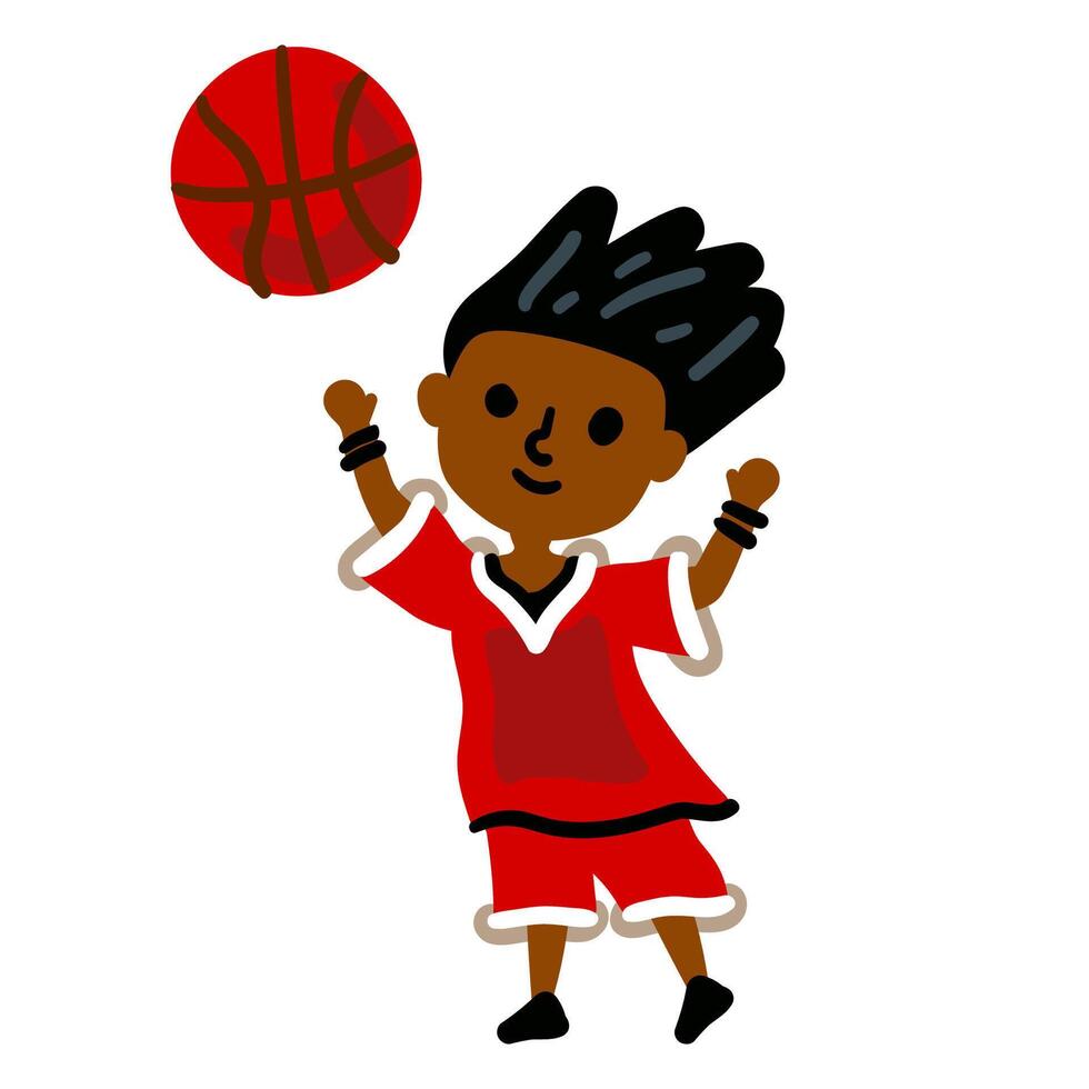 Male basketball players. Cartoon boy in uniform. Man basketball player isolated on white background. vector